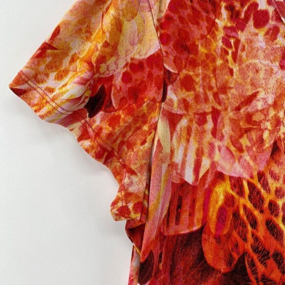 Soft Works Shirt Woman's Size XL Petites Short Sleeve Flower Scoop Neck Shoulder - Picture 4 of 9